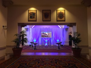 Mirror and draping in Boca Resort Grand Pre-Assembly for Photo Ops Cocktail Reception